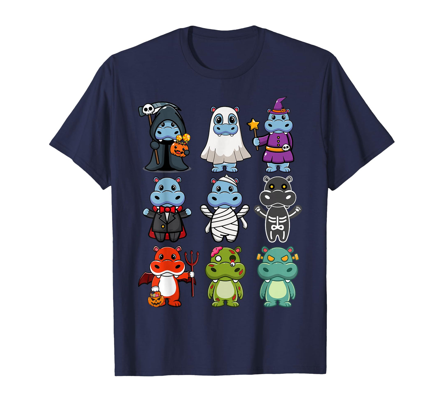 Hippo Spooky Ghost Boo-Jee Horror Pumpkin Hippo Halloween T-Shirt