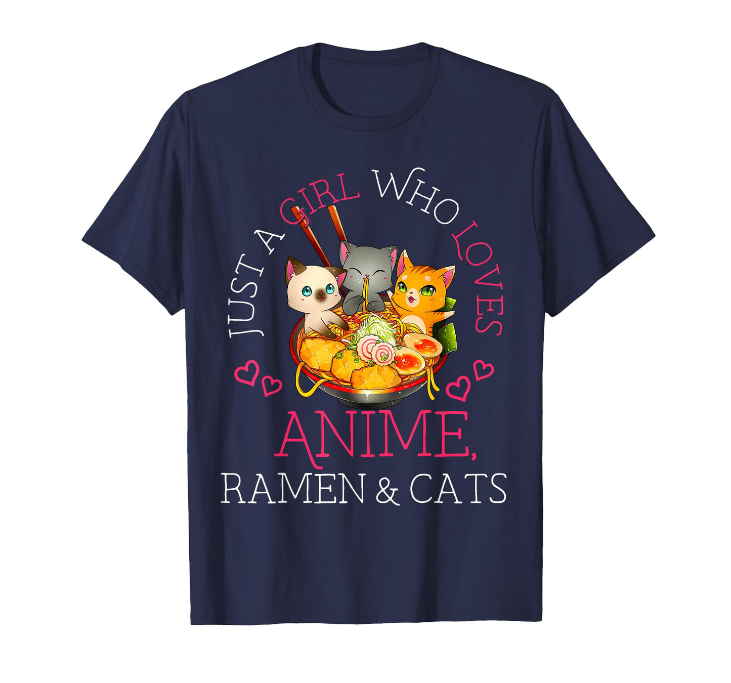 Just a Girl Anime Ramen and Cats Gift Manga T-Shirt