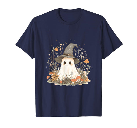 Ghost Halloween Pumpkin Spooky Floral Cottagecore Aesthetics T-Shirt