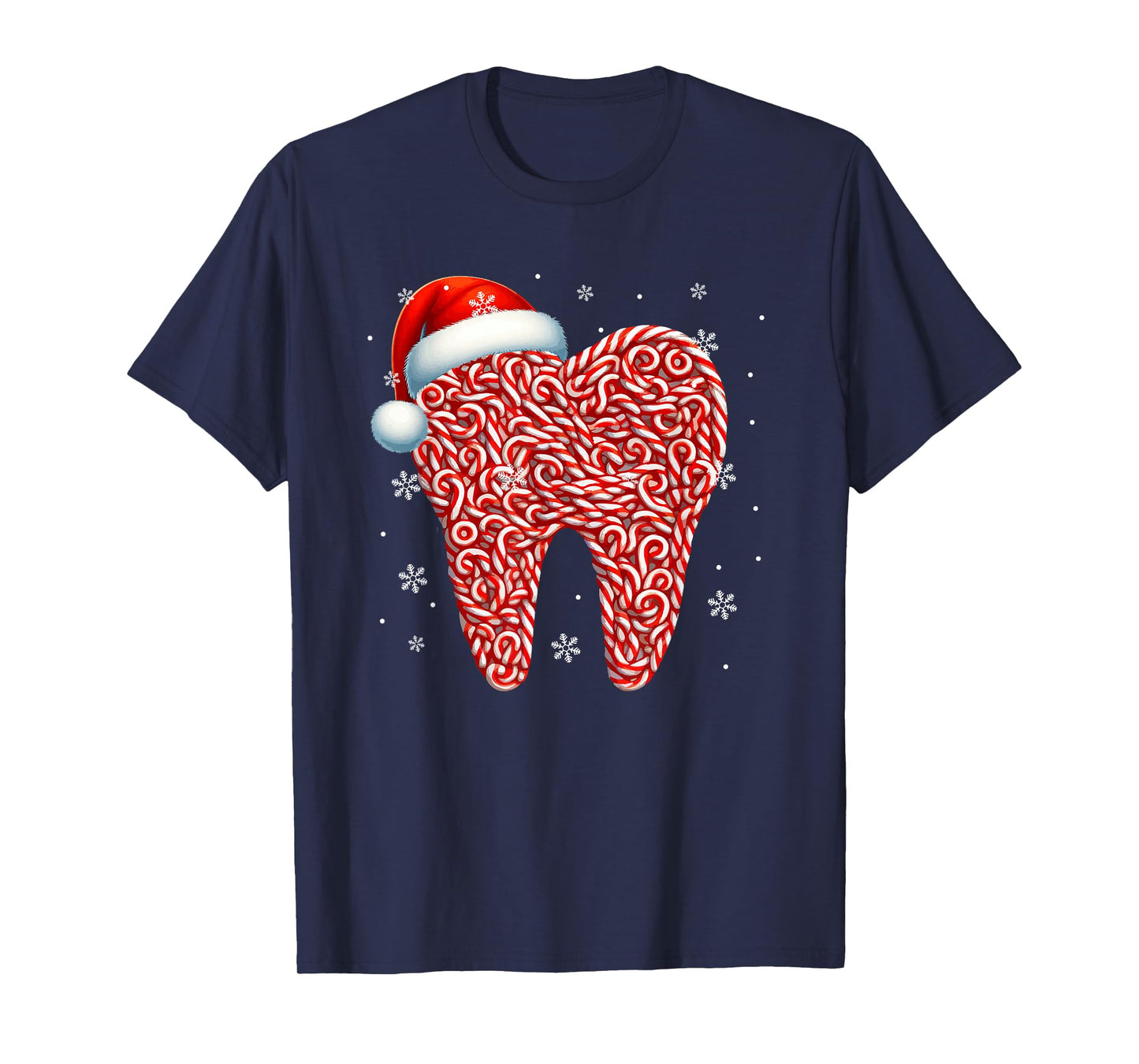 Candy Canes In Tooth Shape Christmas Dentist Dental Squad T-Shirt
