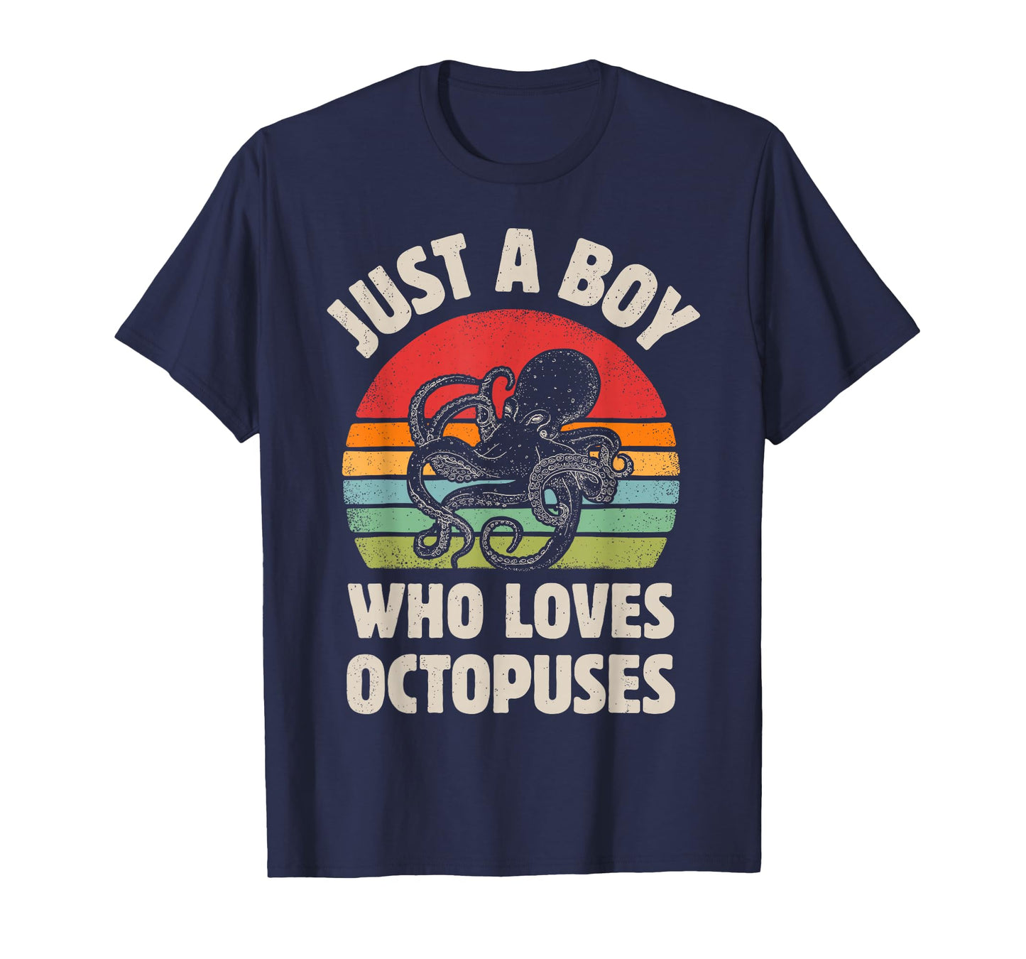 Octopus Just A Boy Who Loves Sea Animals Men Retro Vintage T-Shirt