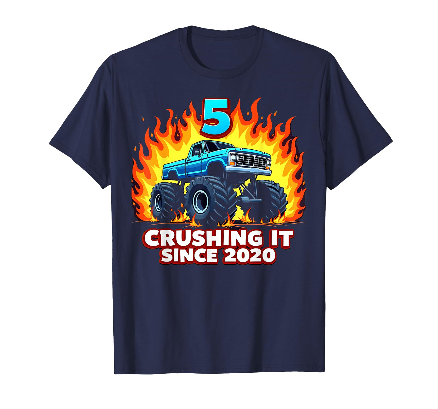5 Year Old Monster Truck Boy Since 2020 Toddler 5th Birthday T-Shirt