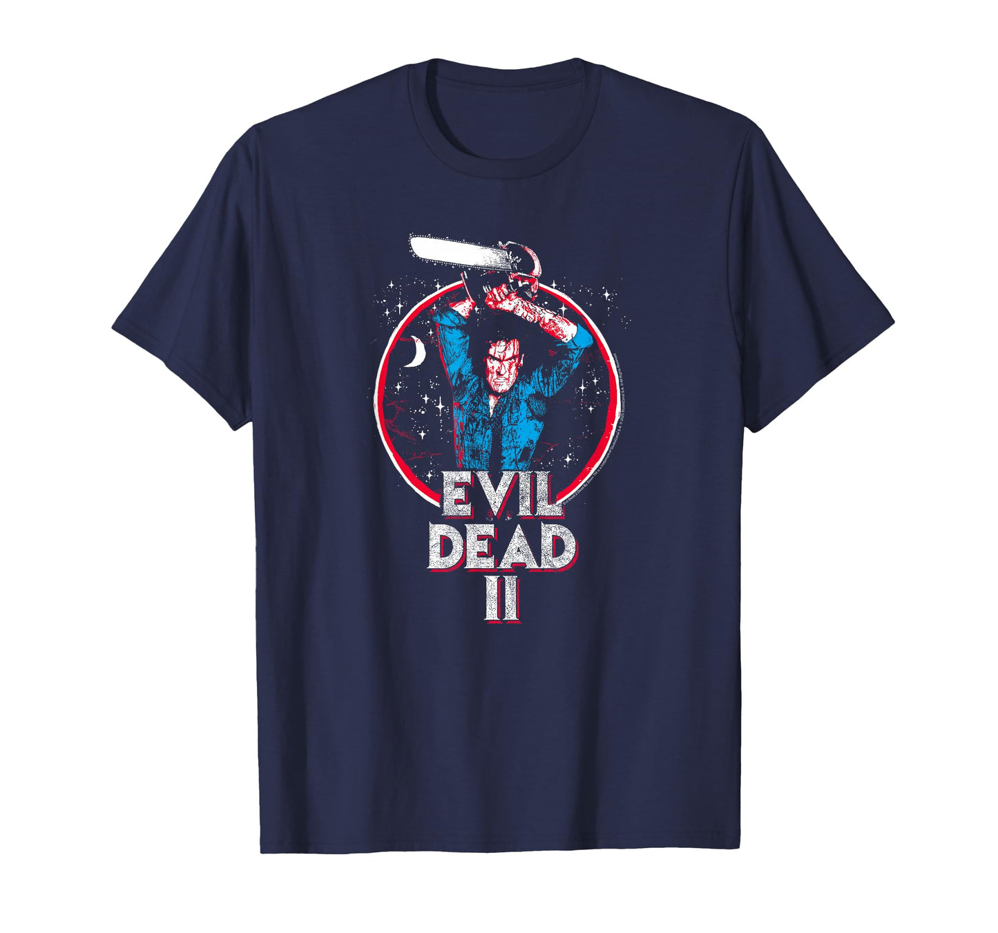 Evil Dead 2 Ash and Chainsaw Circle Logo Horror Movie T-Shirt