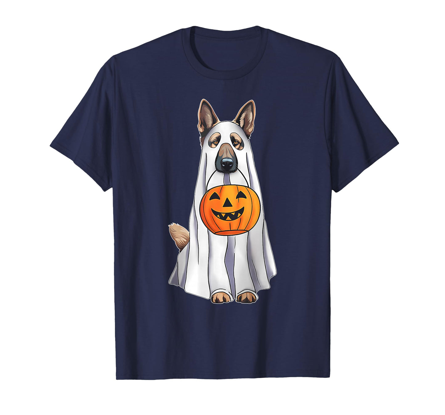 German Shepherd Ghost Pumpkin Halloween Costume Fall T-Shirt