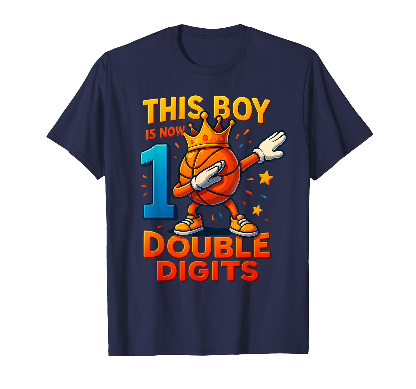 Double Digits Basketball Birthday Boy 10 Year Celebration T-Shirt