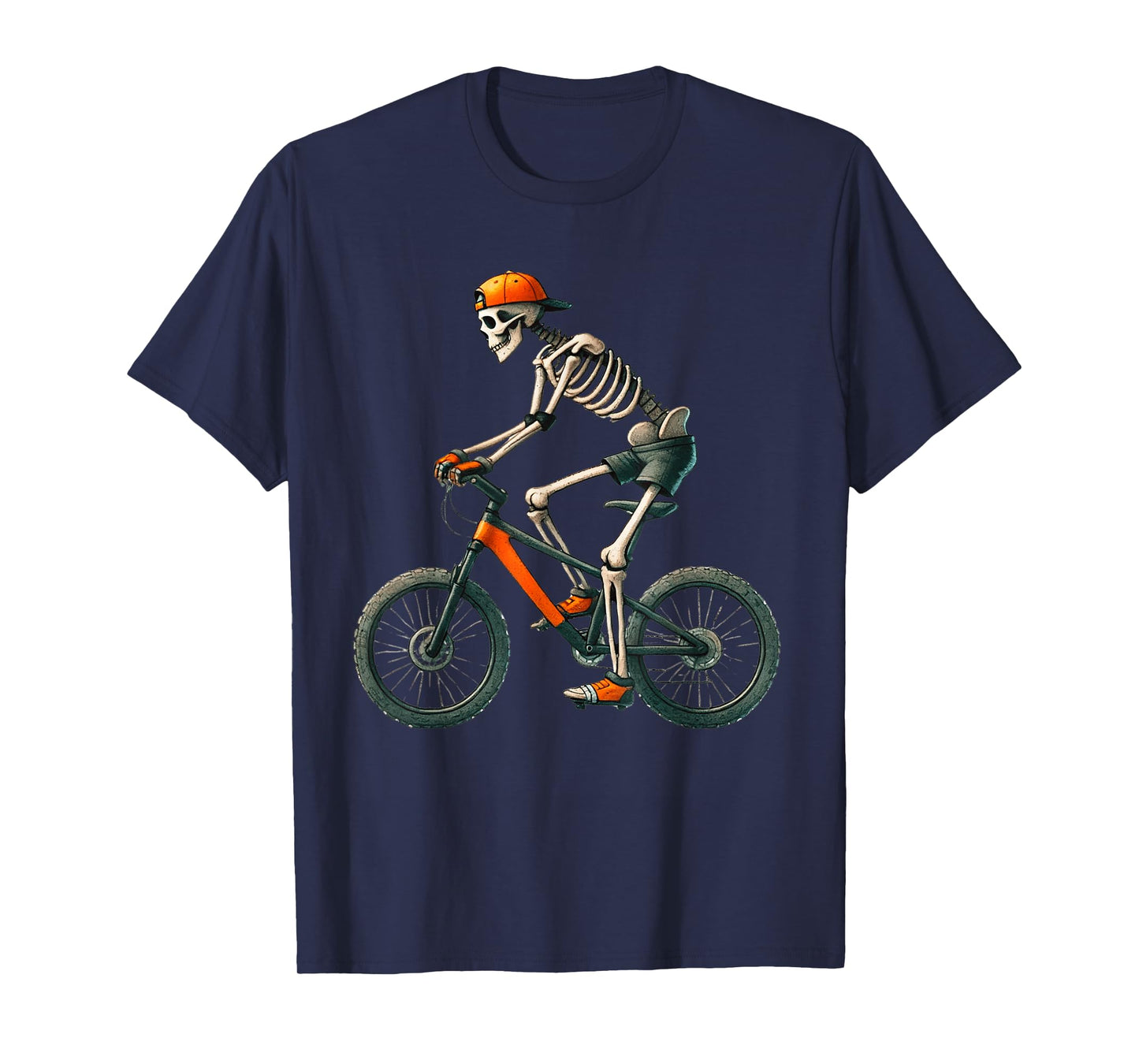 Skeleton Mountain Biking MTB Halloween Costume Men Boys T-Shirt