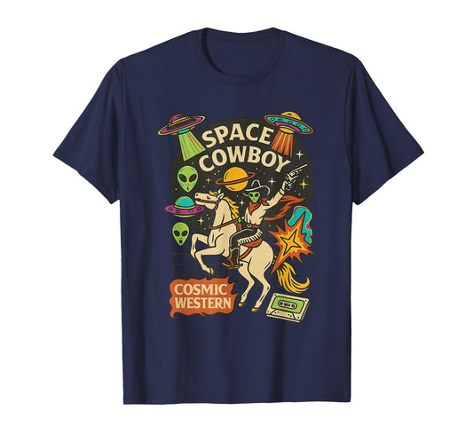 Retro Alien Space Cowboy Cosmic Western Cowboy Cowgirl T-Shirt