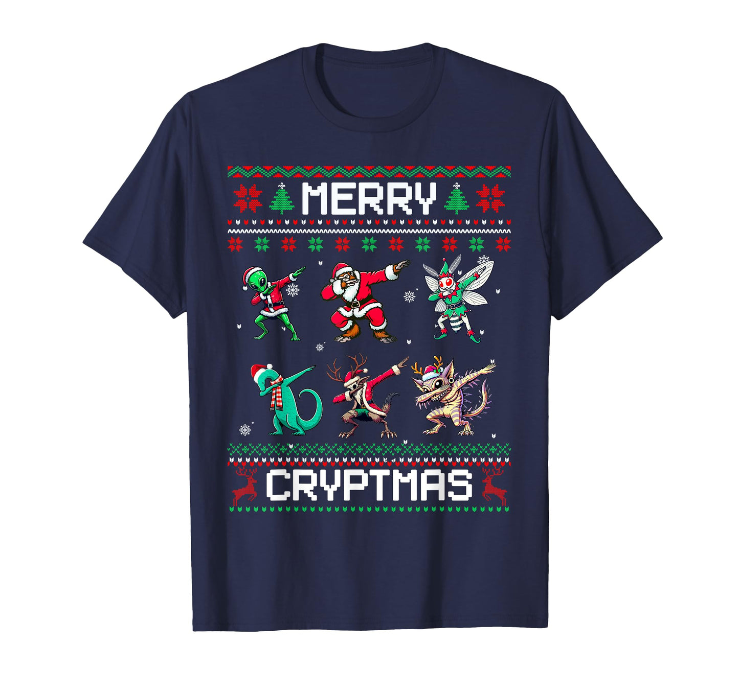 Merry Cryptmas Dabbing Cryptid Ugly Christmas Sweater T-Shirt