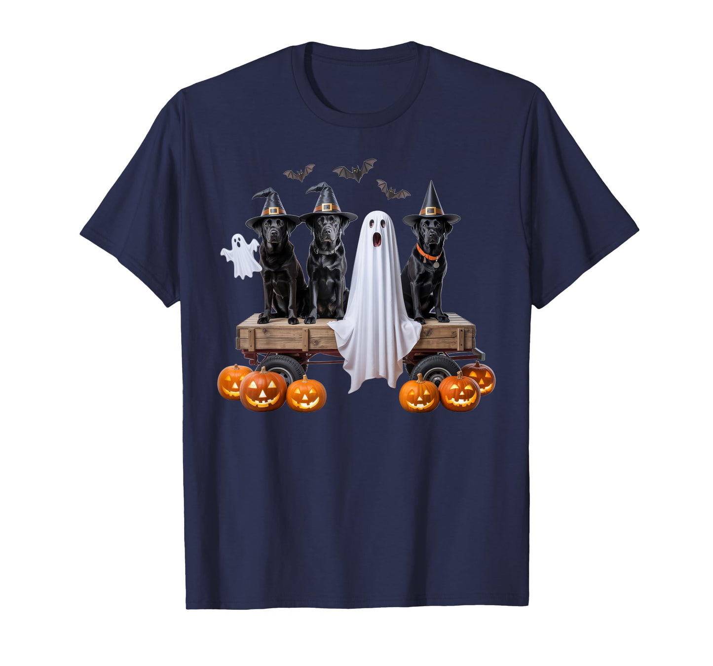 Black Labrador Spooky Squad Halloween Outfit with Witch Dogs T-Shirt