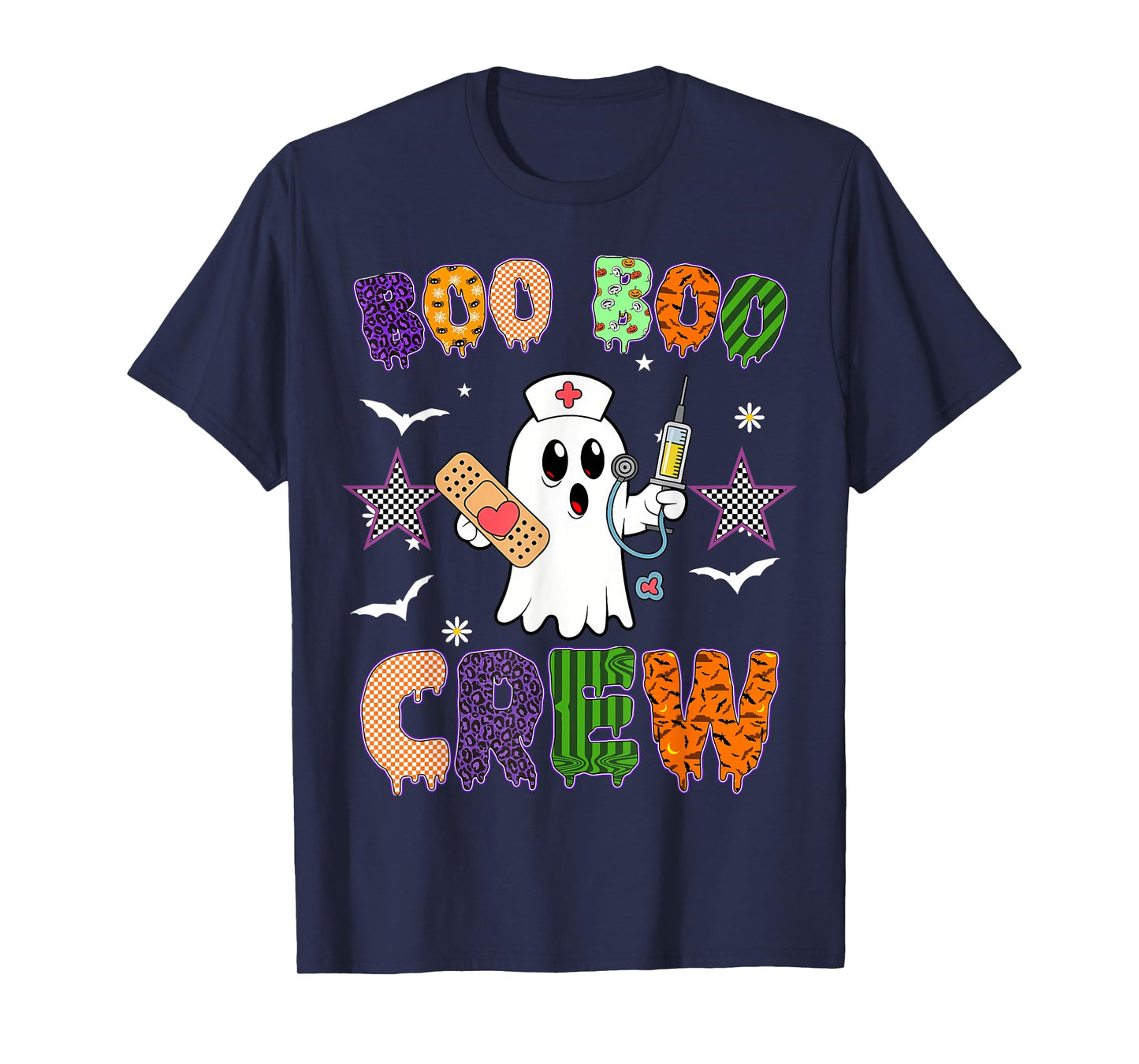 Boo Boo Crew Nurse Ghost Scrub Halloween Custom Women Men T-Shirt