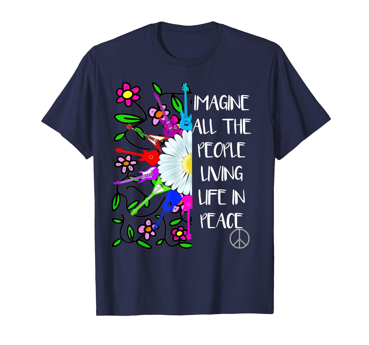 Imagine Peace Groovy Hippie Colorful 70s Folk Rock Music T-Shirt