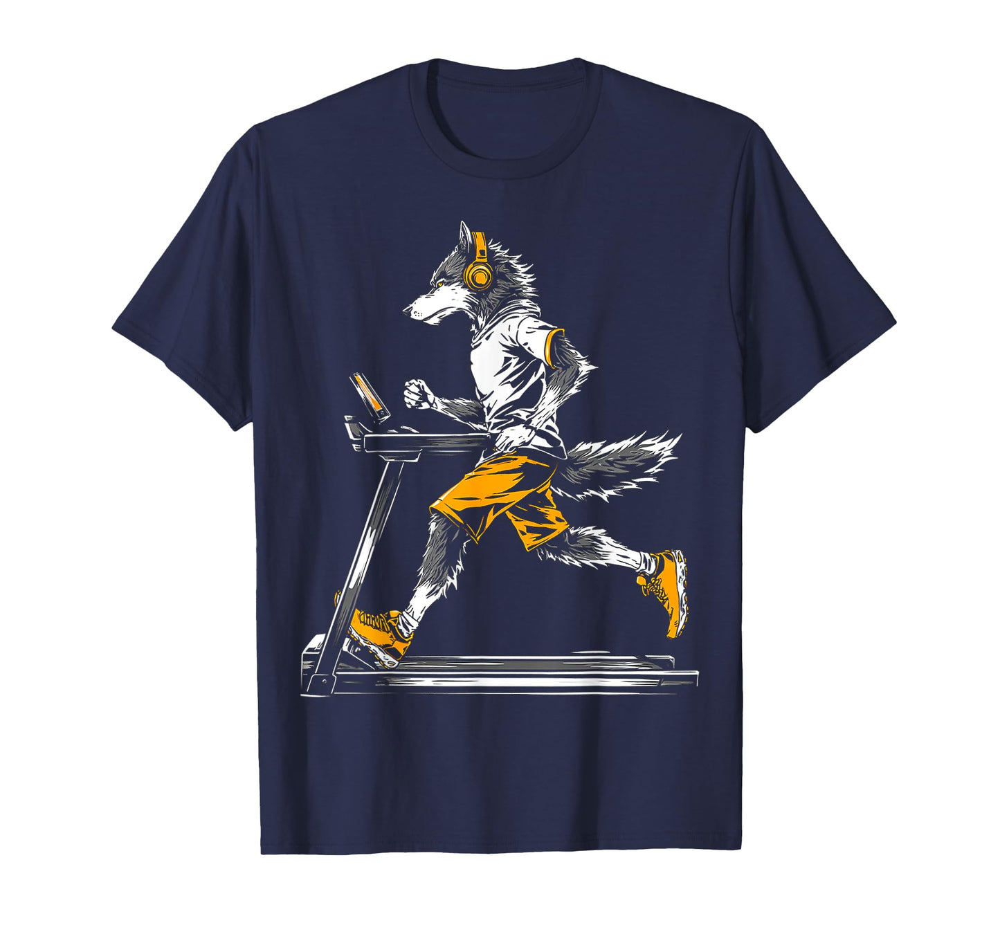 Wolf Fitness Treadmill Running Art Animal Motif Wolf T-Shirt