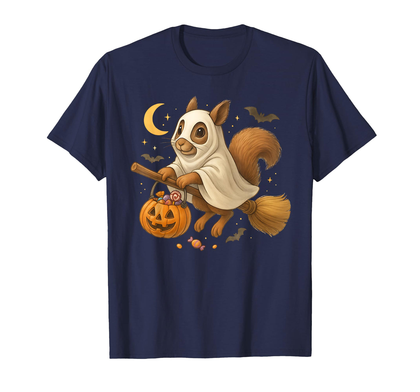 Funny Squirrel Ghost Pumpkin Spooky Halloween Costume T-Shirt