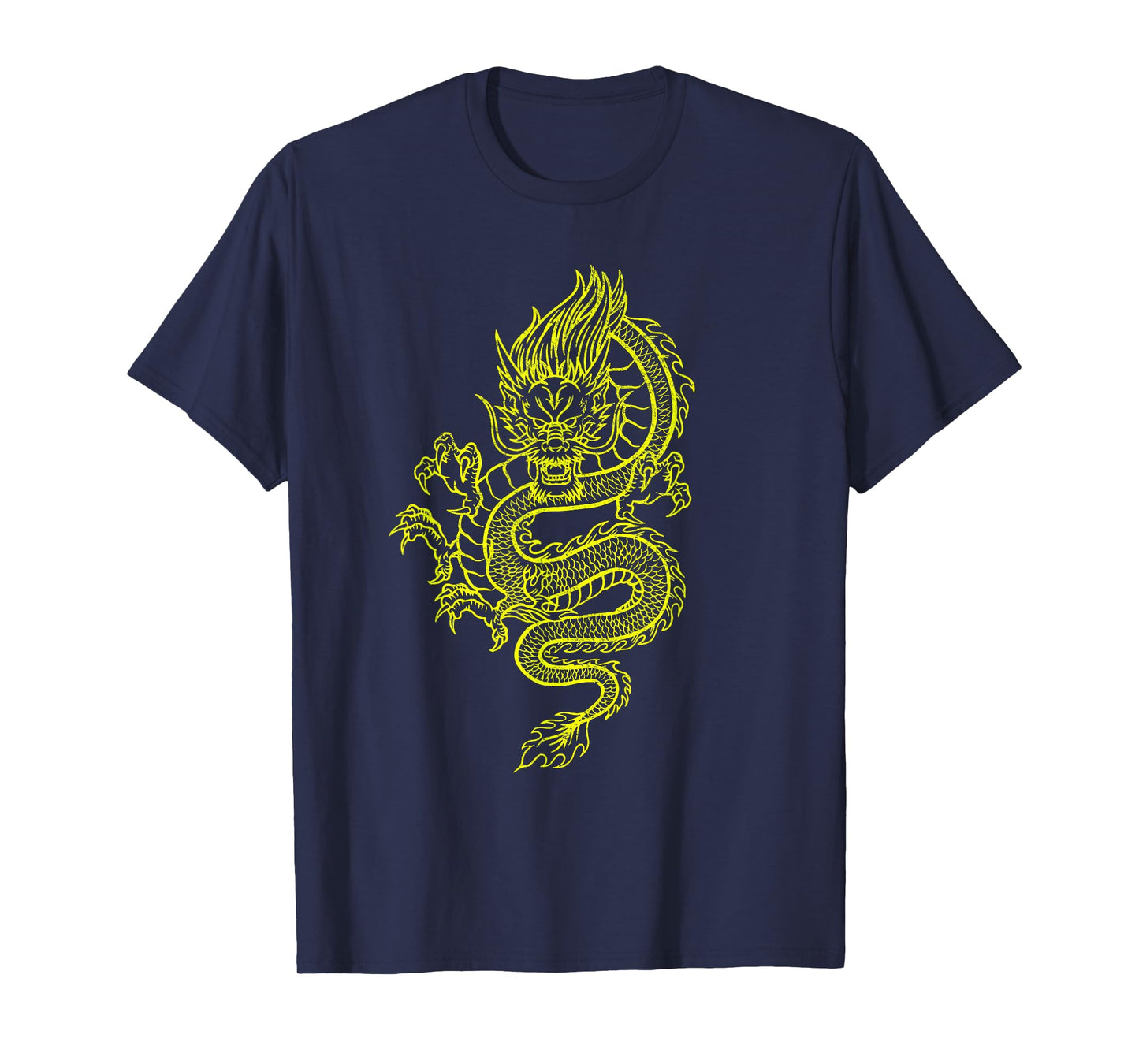 Large Yellow Dragon Graphic Design T-Shirt