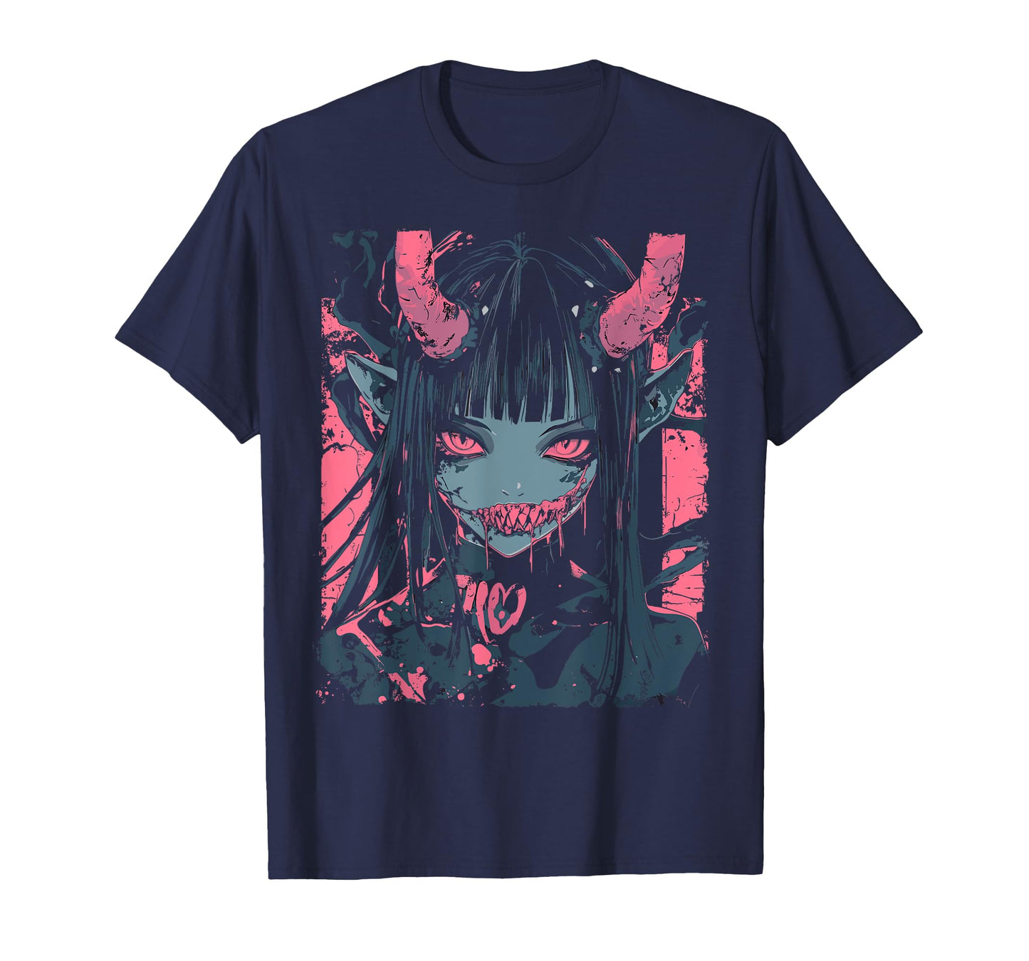 Anime Horror Girl Aesthetic Vaporwave Waifu Japanese Girl T-Shirt