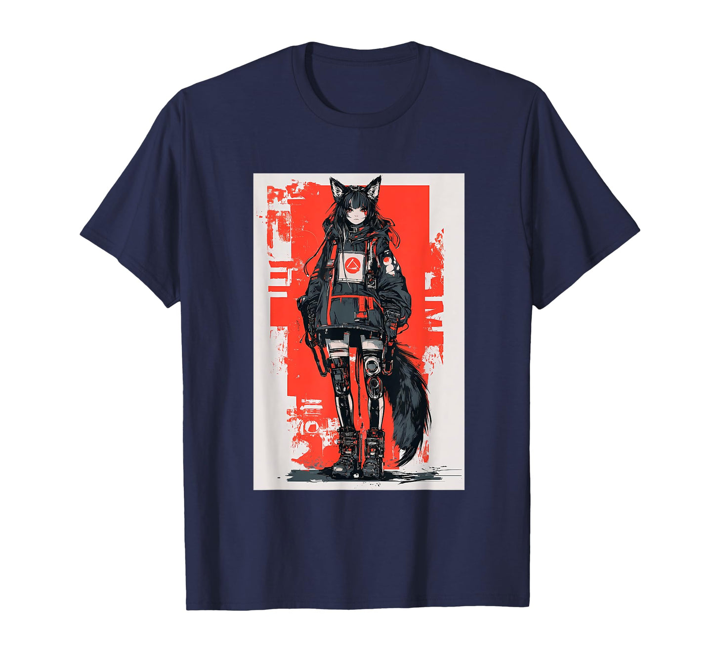 Anime Manga Cyberpunk Aesthetic Techwear Harajuku Kitsune T-Shirt