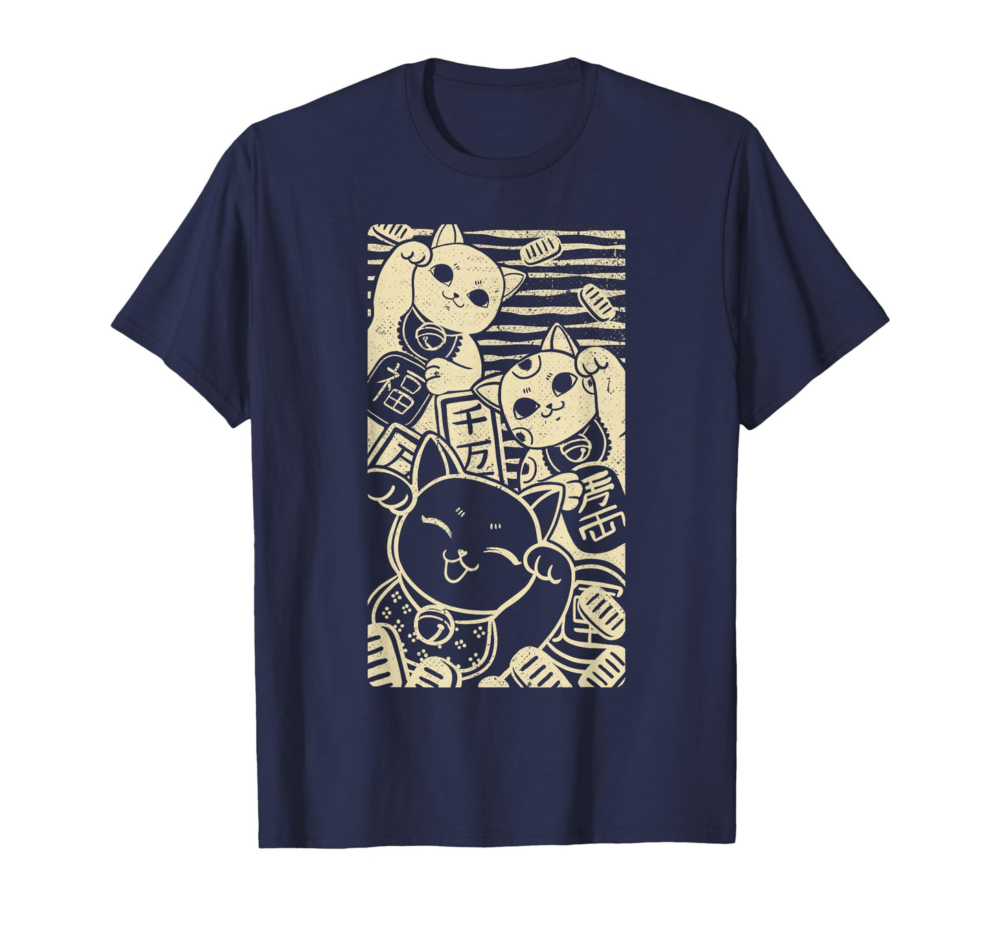 Maneki nekos - Lucky Cats Japanese Style Design T-Shirt