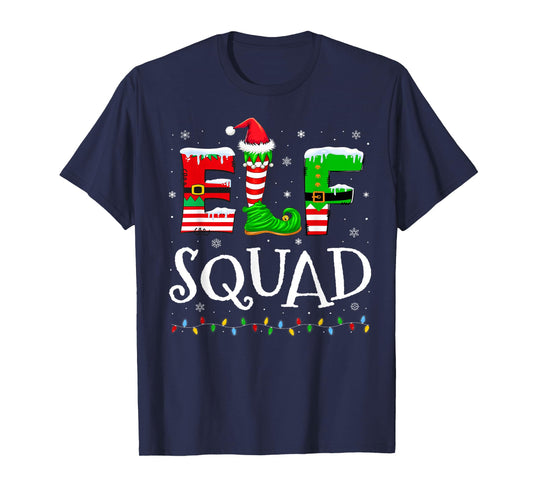 Funny Elf Squad Family Christmas Matching Pajamas Xmas Tee T-Shirt