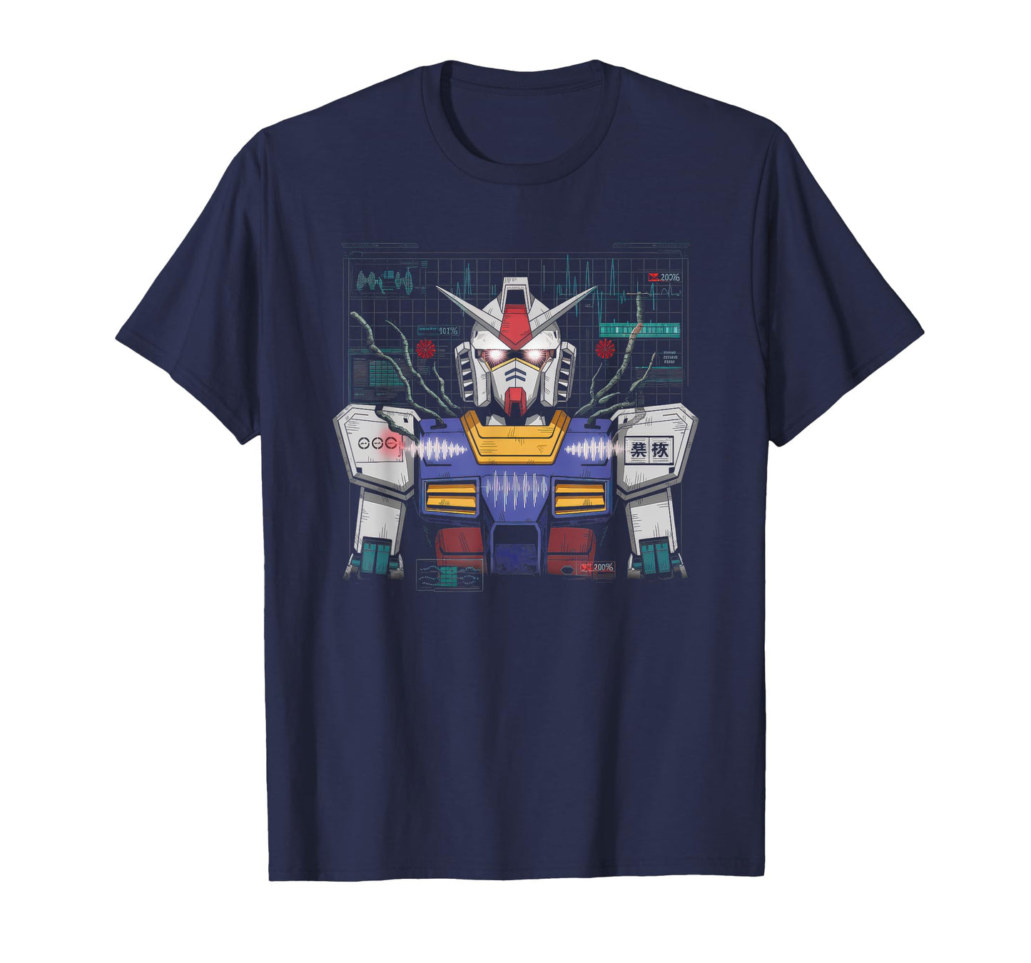 Mecha Tshirt Japanese Mecha Robot Head Anime Art Ukiyo-E T-Shirt