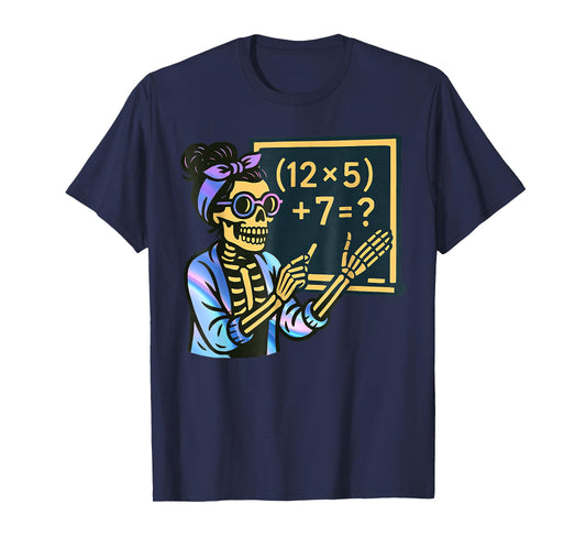 Halloween Teacher Six Seven Meme 6 7 Skeleton Spooky Costume T-Shirt