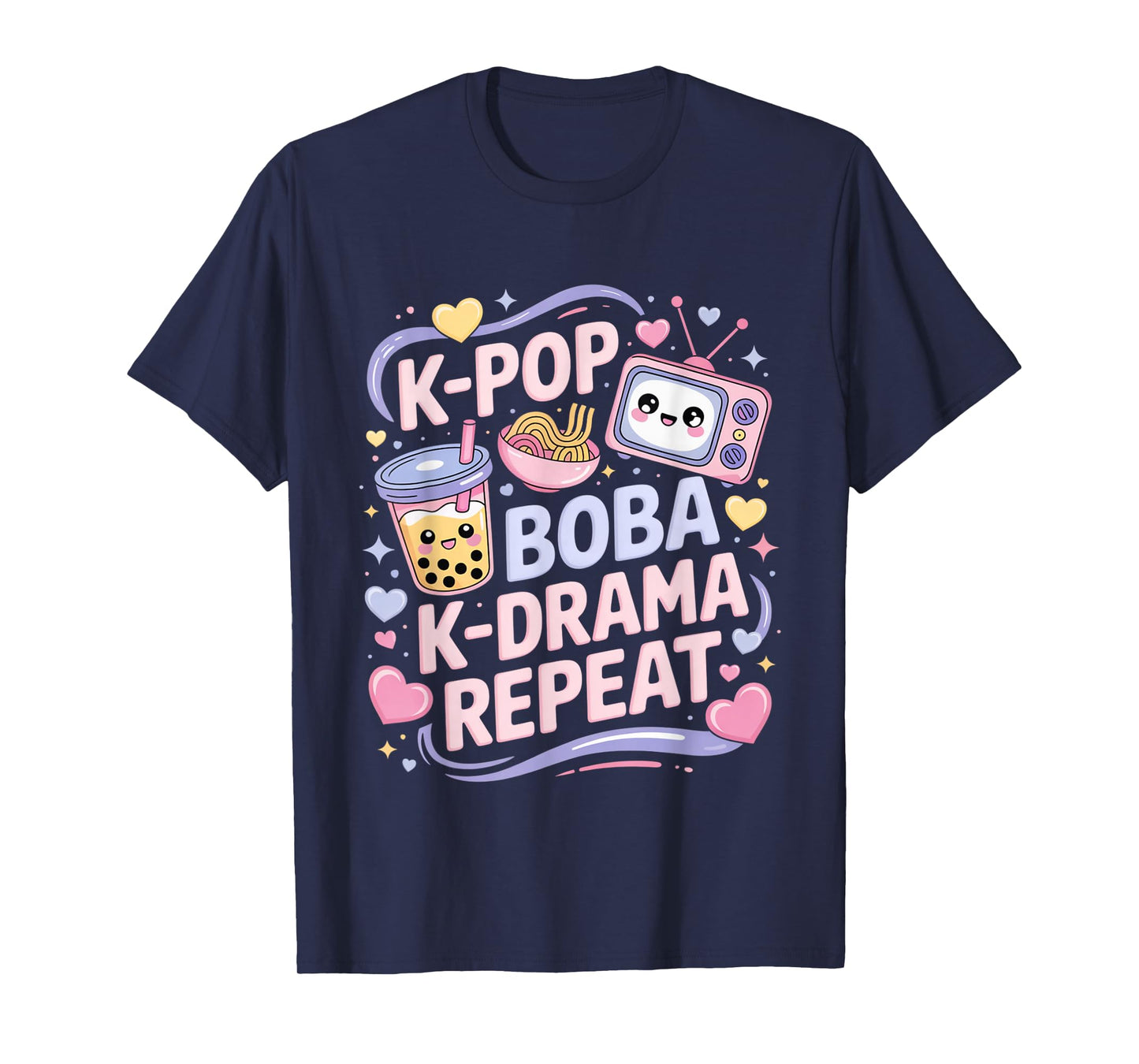 K-Pop Boba K-Drama Repeat K-POP Music Lover Kawaii Korean T-Shirt