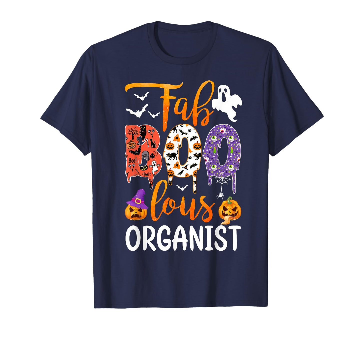 Fab Boo Lous Organist Boo Ghost Pumpkin Halloween T-Shirt