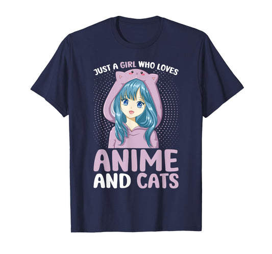 Just a Girl Who Loves Anime and Cats Women Teen Girls T-Shirt