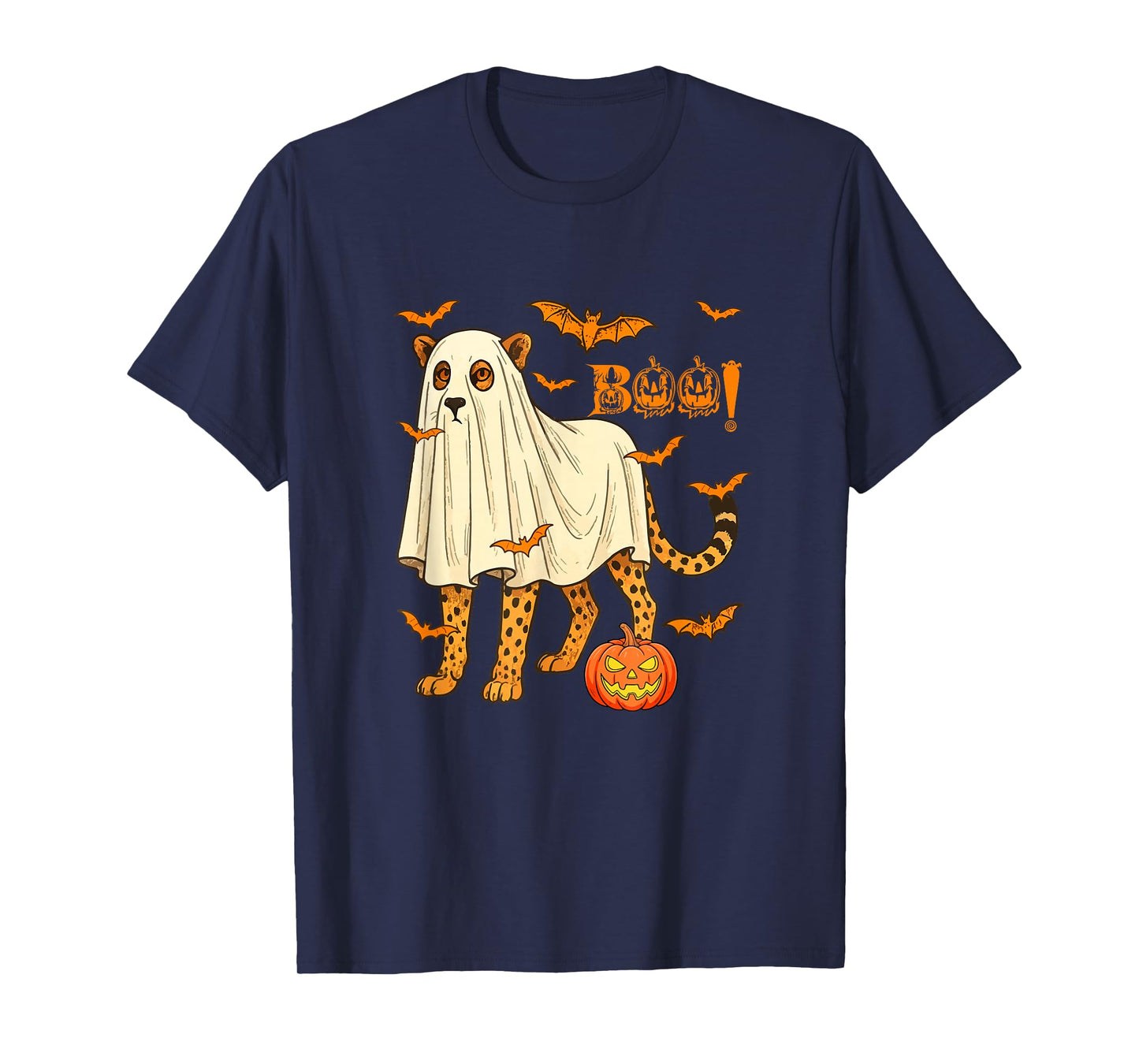 Boo Halloween Cheetah Cosplay Ghost Costume Animal Lover T-Shirt