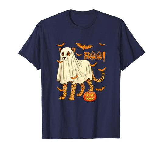 Boo Halloween Cheetah Cosplay Ghost Costume Animal Lover T-Shirt