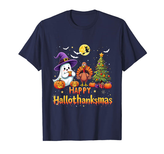 Vintage Happy Hallothanksmas Halloween Thanksmas T-Shirt