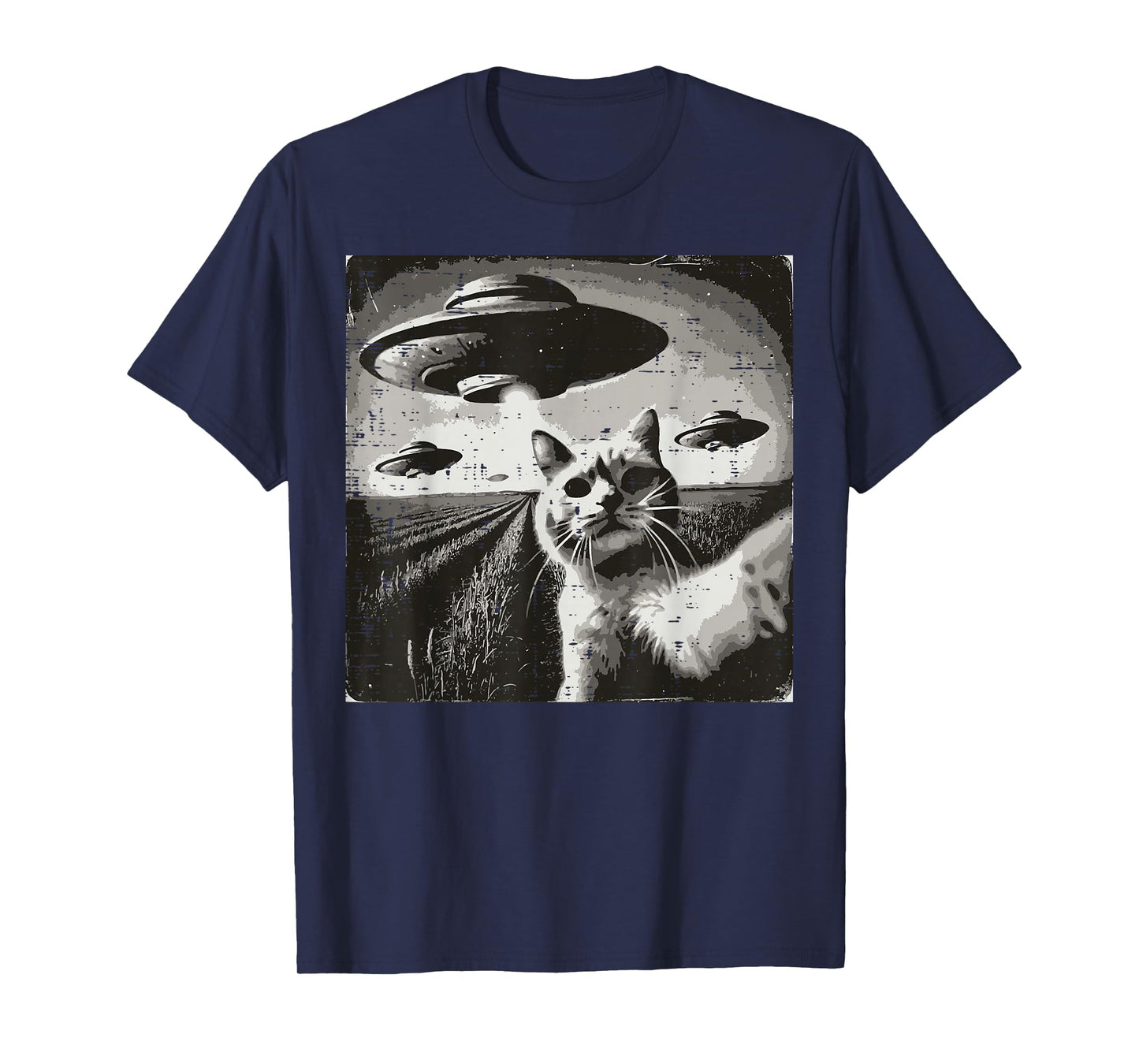 Cat Selfie Alien Ufo Funny Space Kitten Meme Men Women Kids T-Shirt