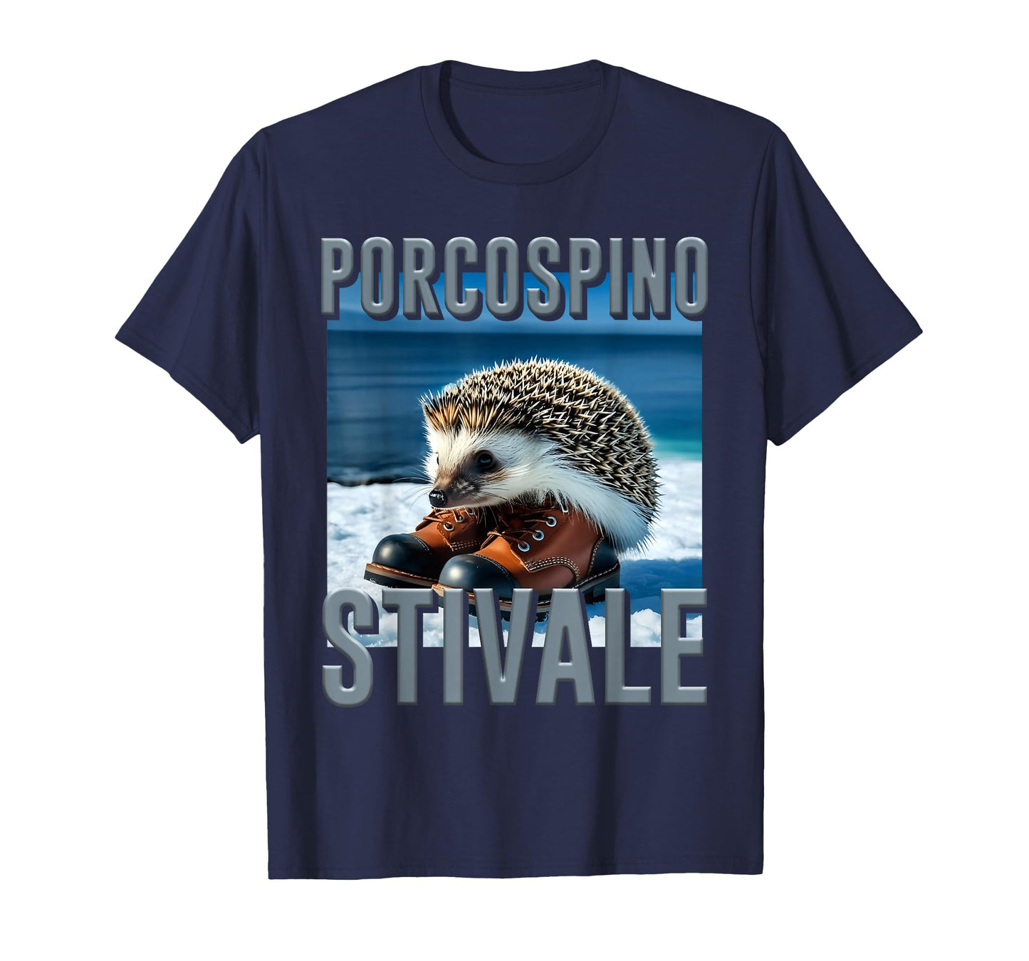 Porcospino Stivale Hedgehog AI Monster Italian Brainrot Meme T-Shirt