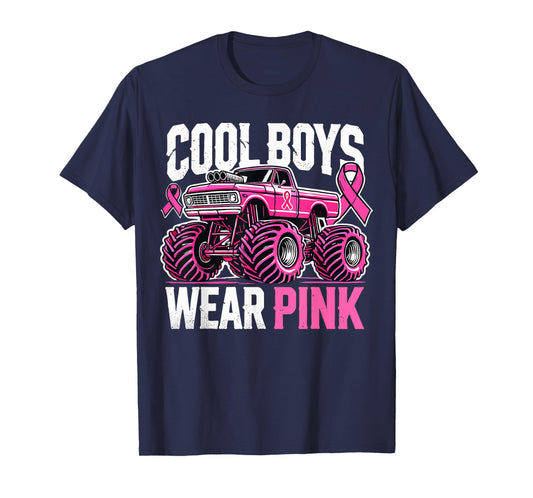 Monster Truck Breast Cancer Awareness Cool Boys Wear Pink T-Shirt