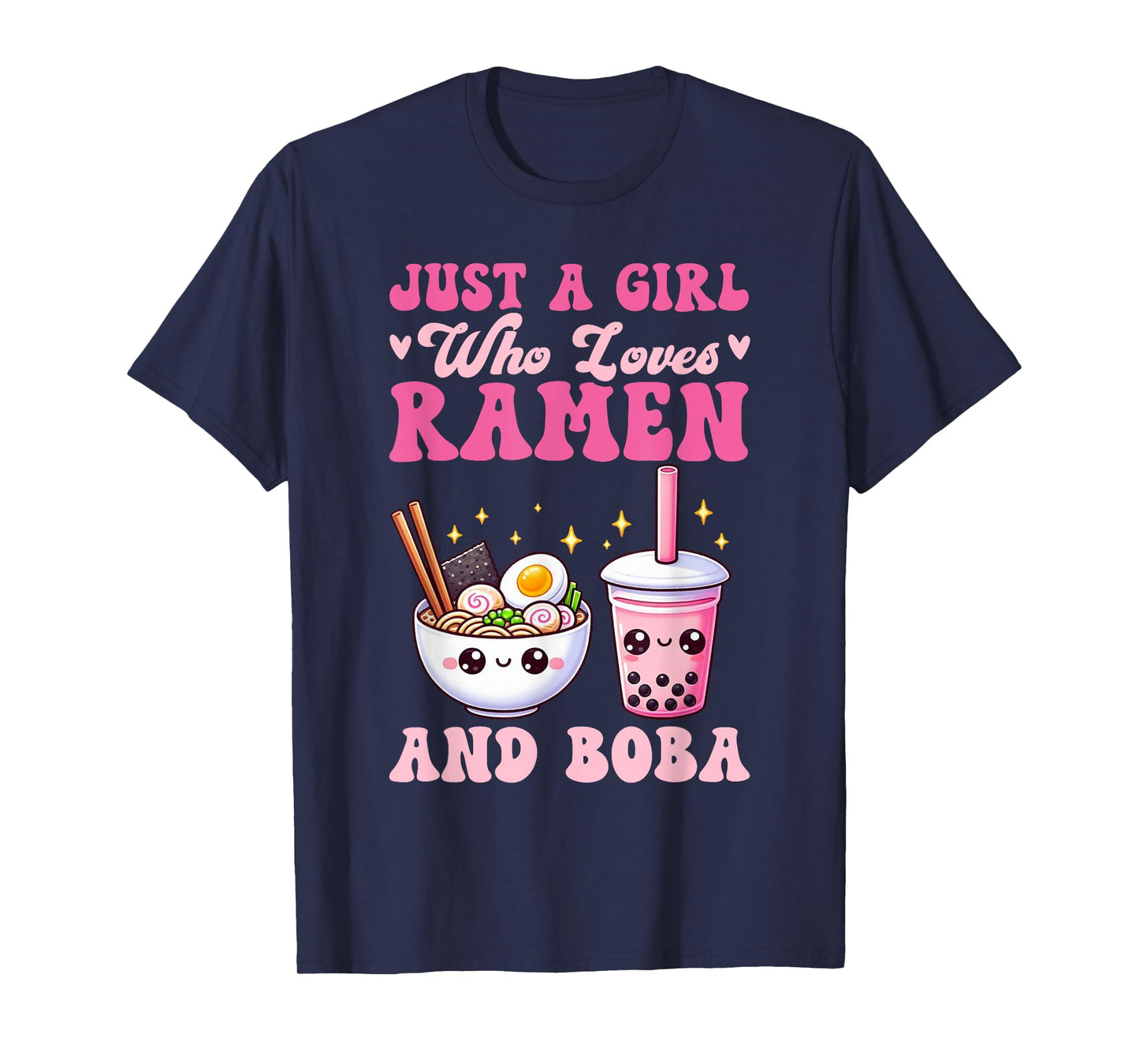 Just A Girl Who Loves Ramen And Boba Tea Bubble Tea Noodle T-Shirt