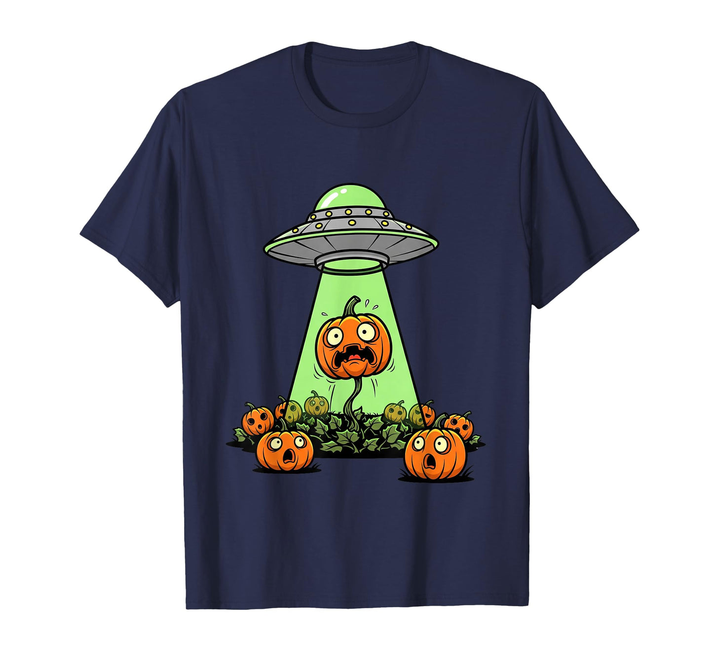 Alien Abduction Funny Pumpkin Halloween Light UFO Tee Jack O T-Shirt