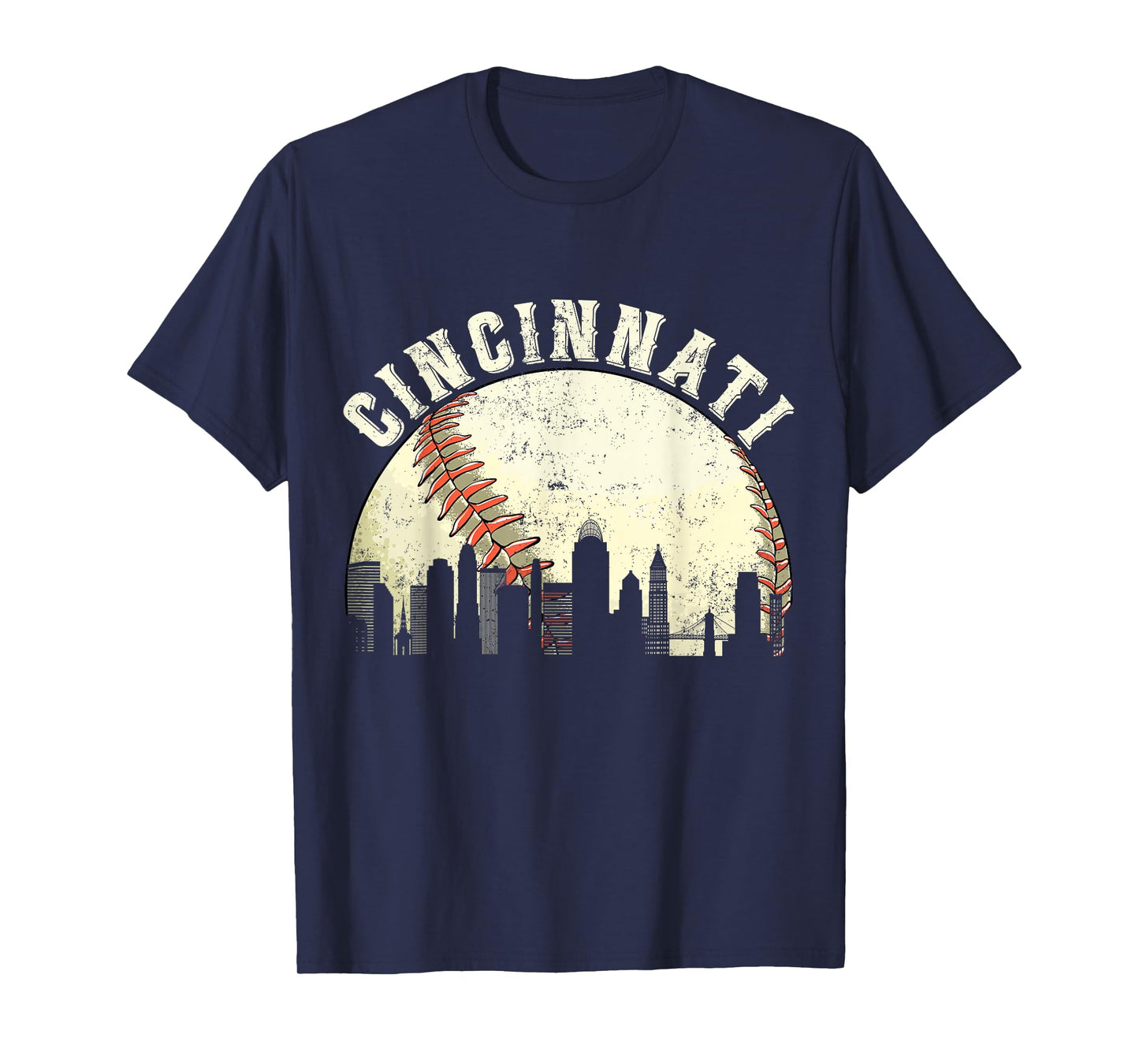 Cincinnati Vintage Baseball Tee Distressed Gameday Retro T-Shirt