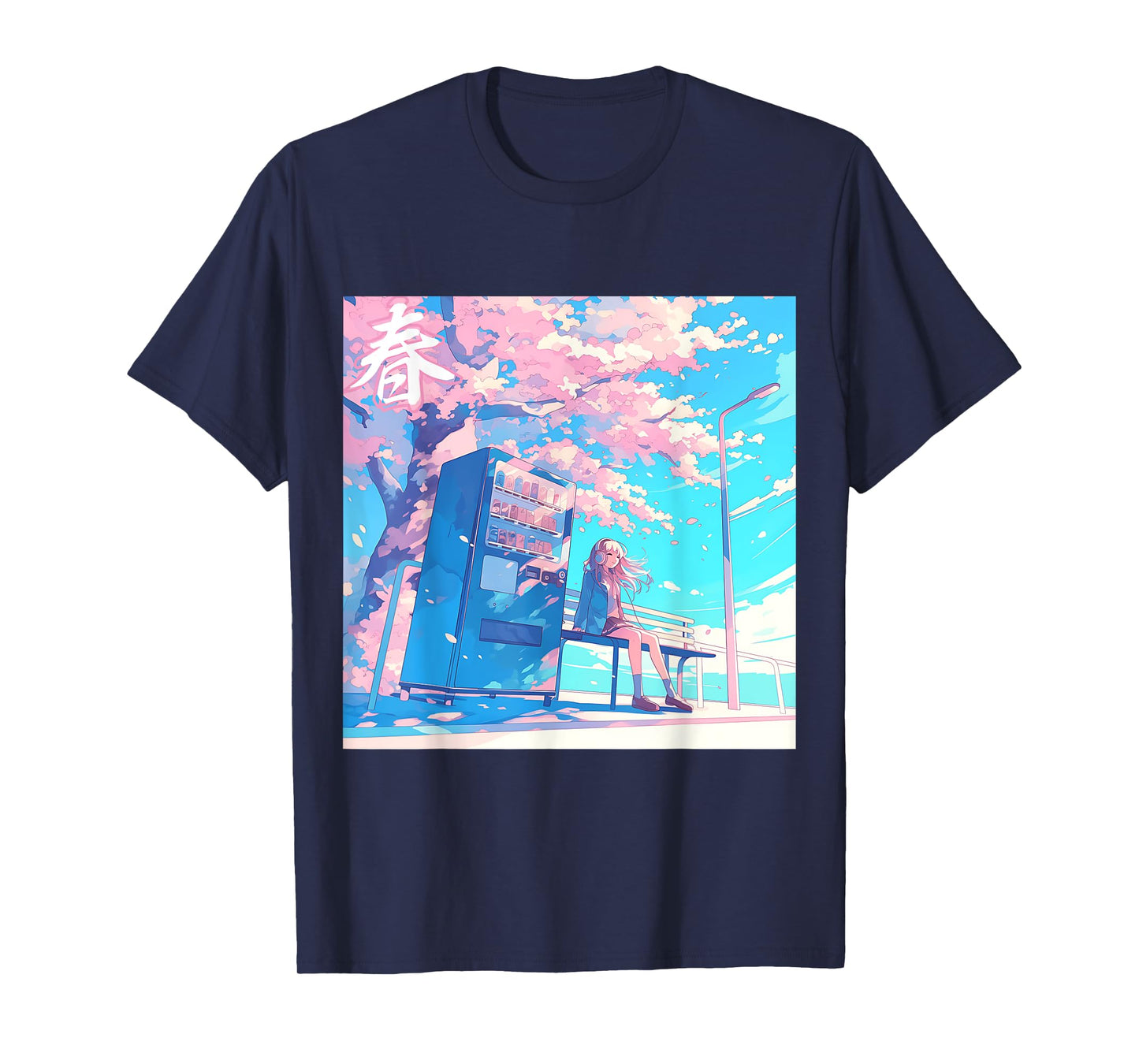 Spring Girl Under Cherry Blossom Tree Otaku Lofi Aesthetic T-Shirt