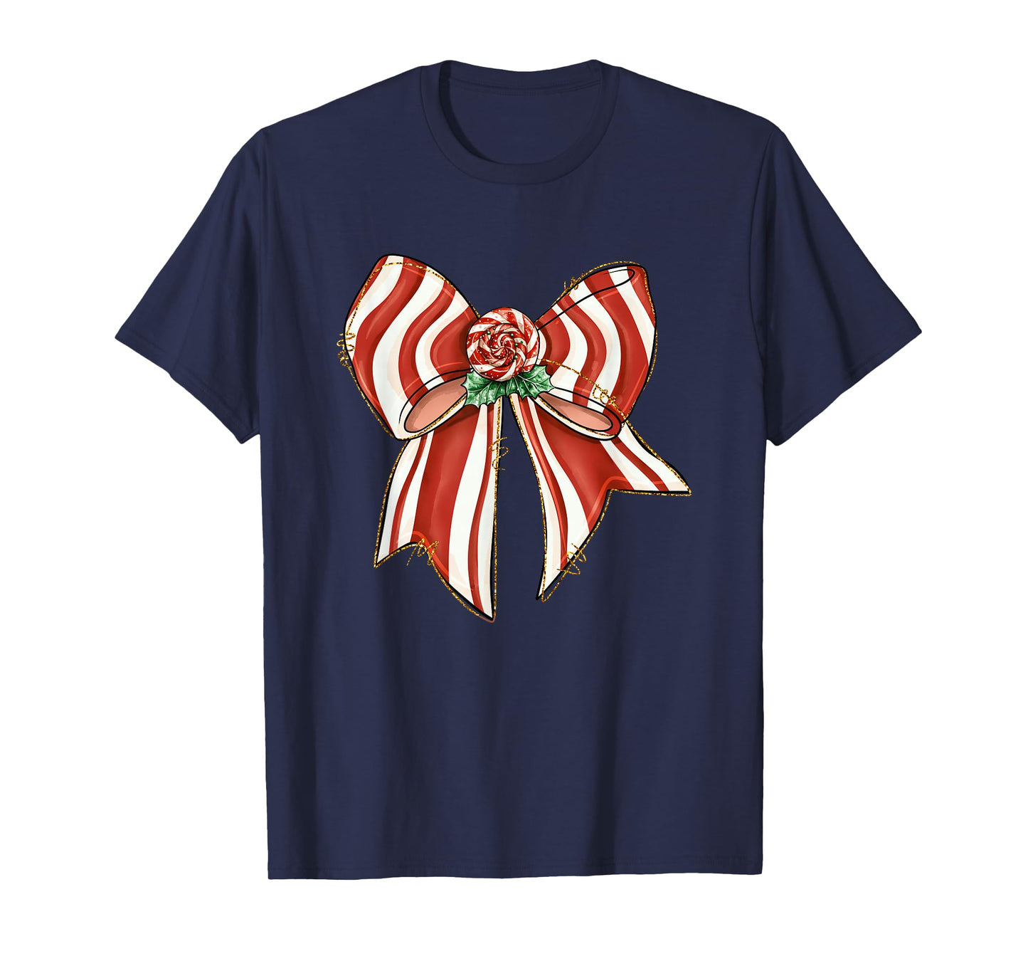 Candy Cane Bow Peppermint Christmas Joy T-Shirt