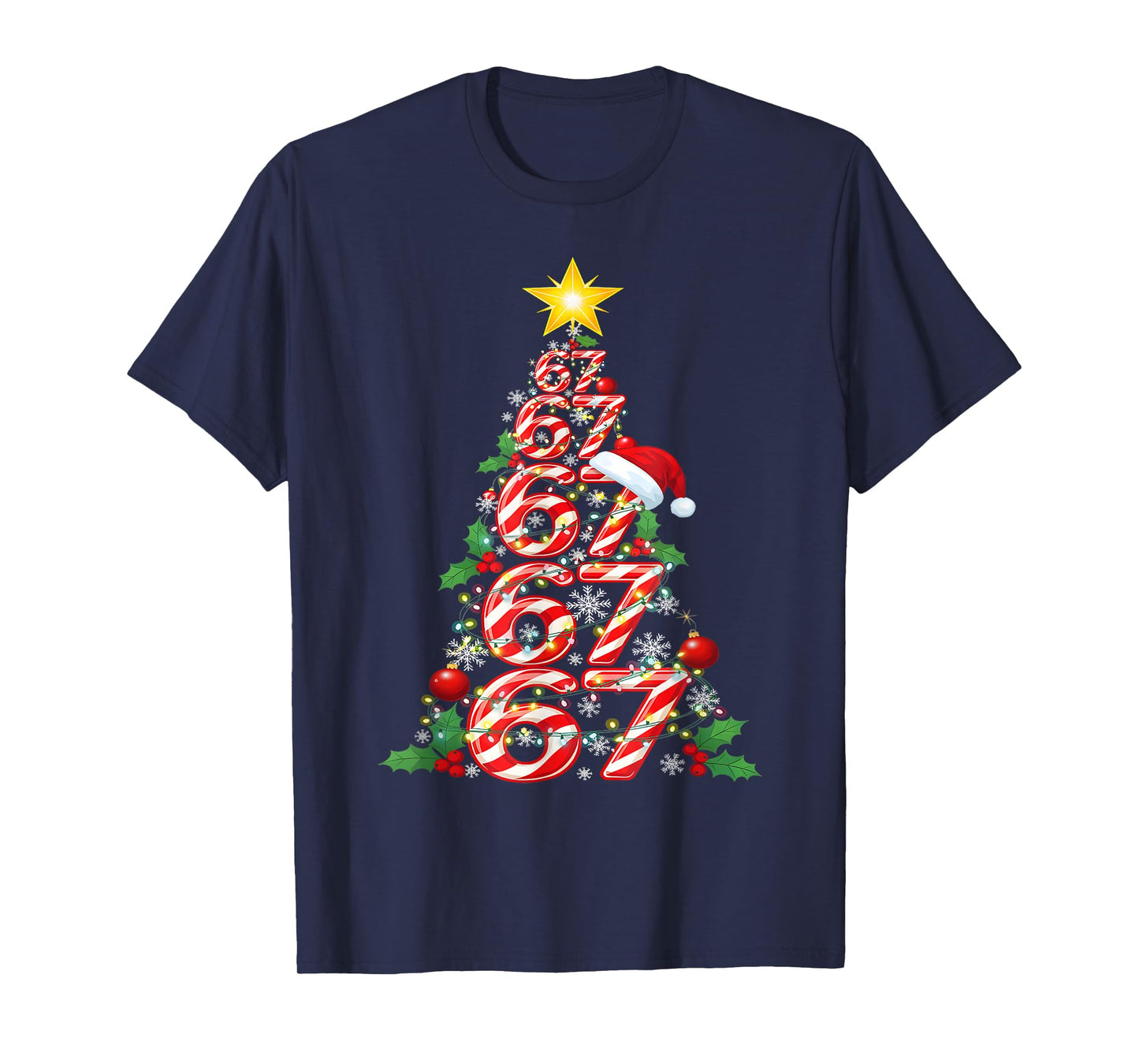 67 Christmas 6 7 Meme Pajamas Holiday Gen Alpha Slang T-Shirt