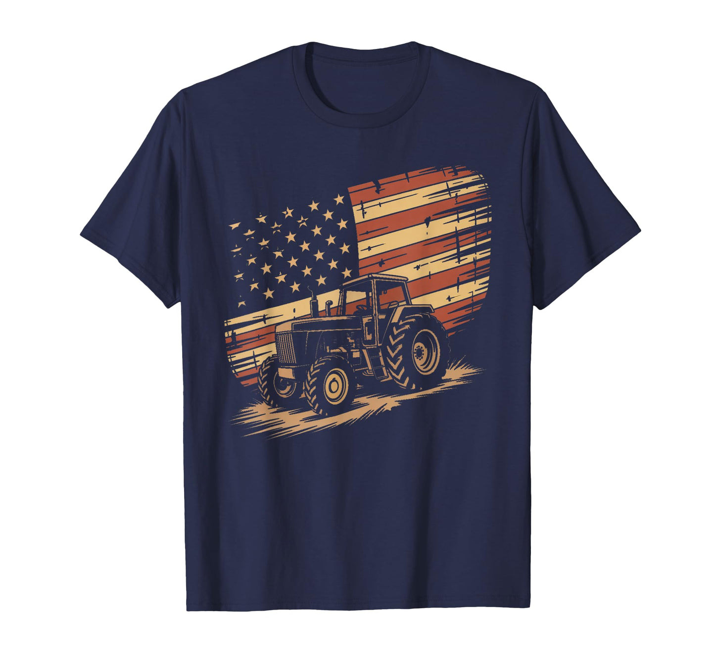 Patriotic Tractor US USA American Flag Farmer Farming Men T-Shirt