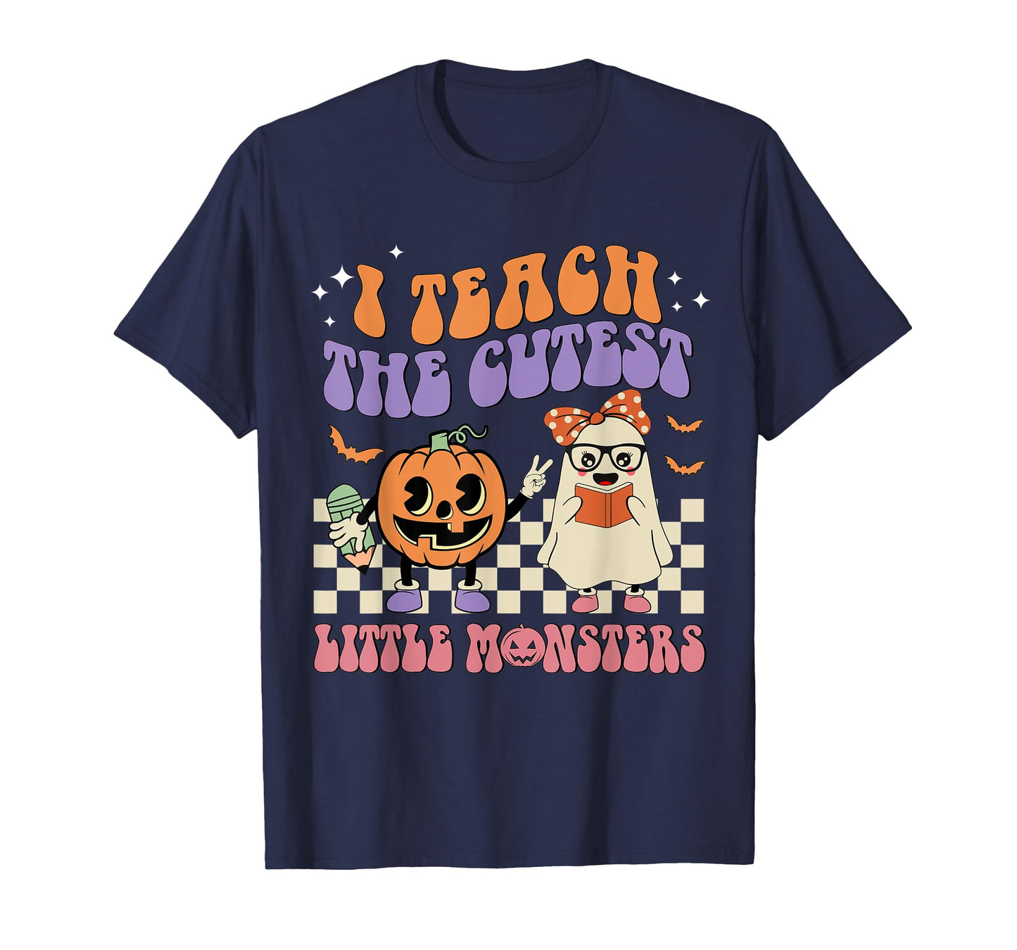 I Teach The Cutest Little Monster Retro Teacher Halloween T-Shirt