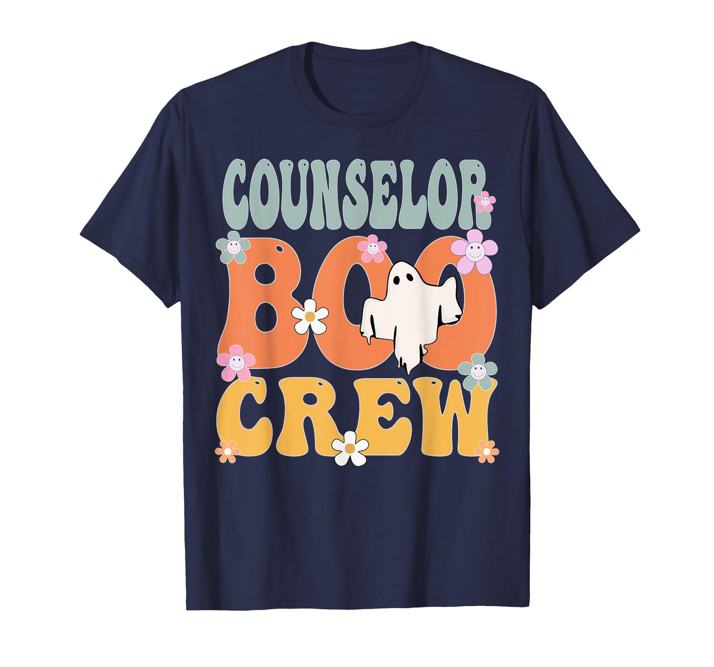 Counselor Boo Crew Ghost Retro Groovy Halloween For Women T-Shirt