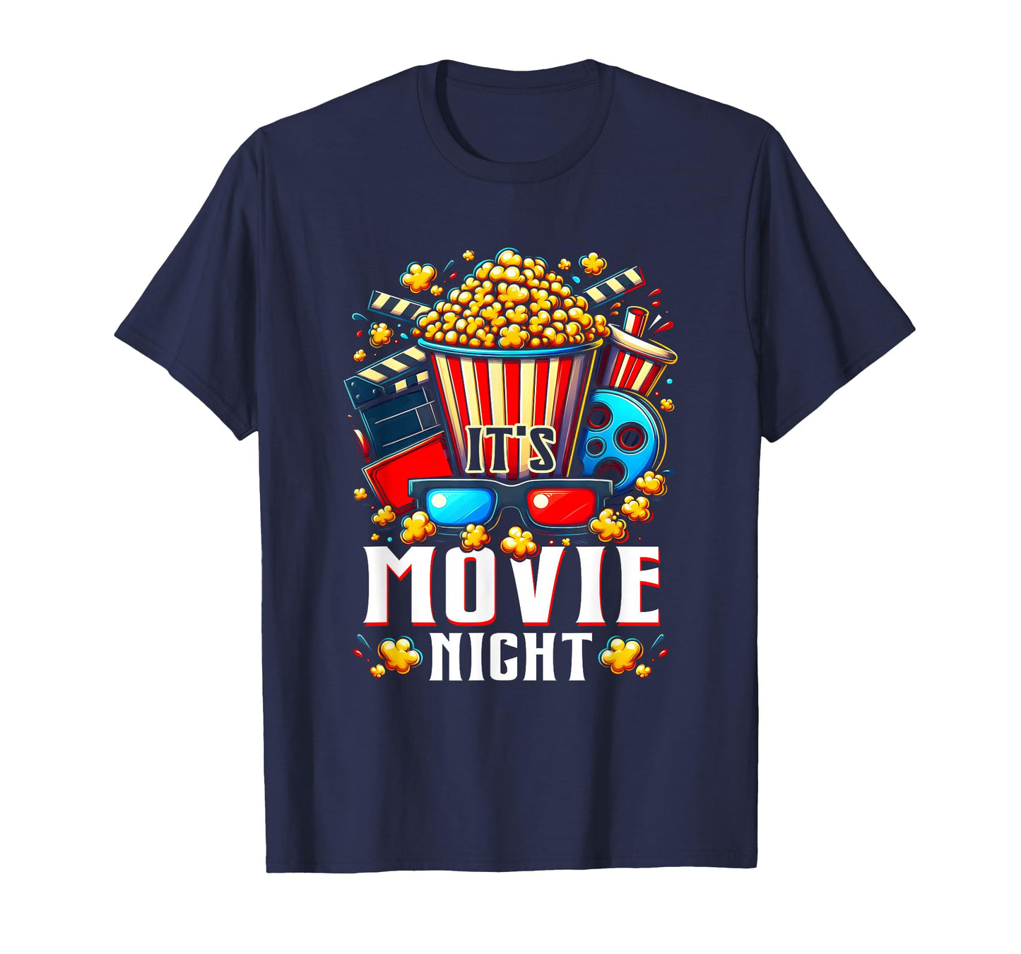 Humorous Movie Lover It's Movie Night With Popcorn Cinema T-Shirt
