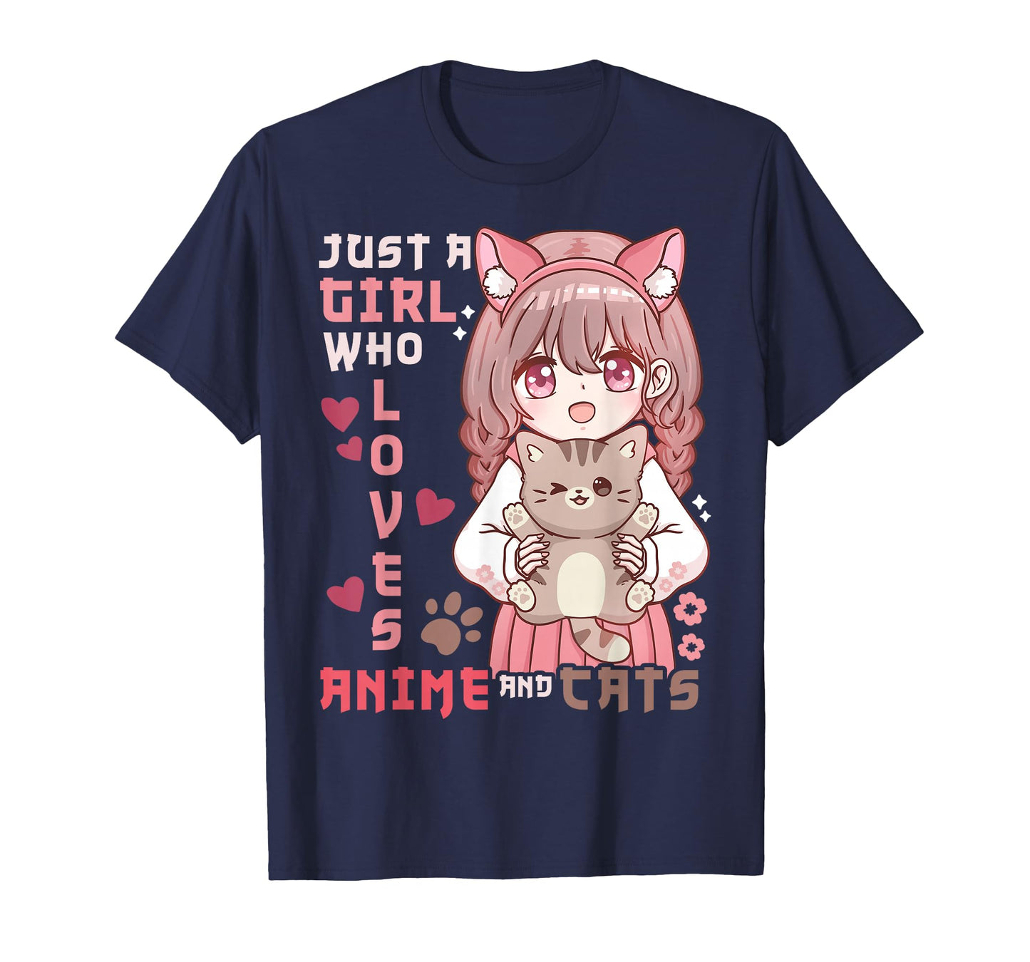 Anime Cat Girl Just a Girl Who Loves Anime and Cats T-Shirt