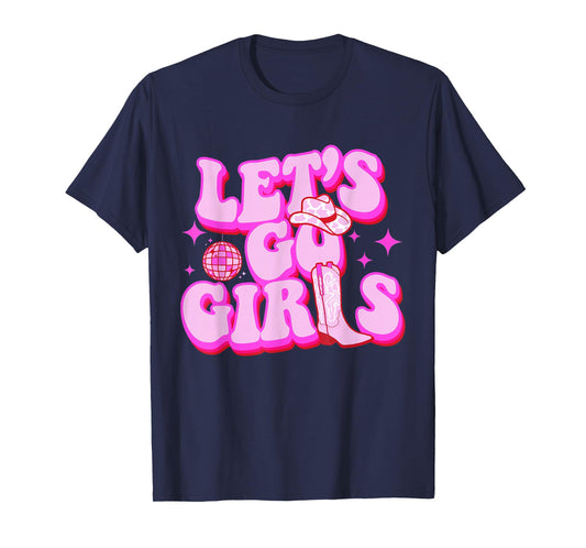 Let's Go Girls Cowgirls Leopard Hat Boots Western Country T-Shirt