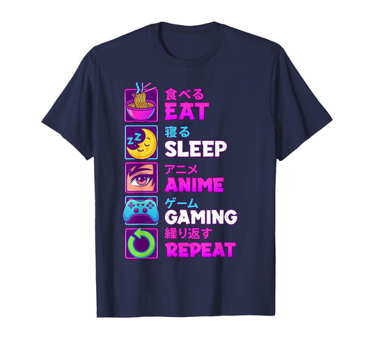 Eat Sleep Anime Gaming Repeat Kawaii Otaku Anime Manga T-Shirt
