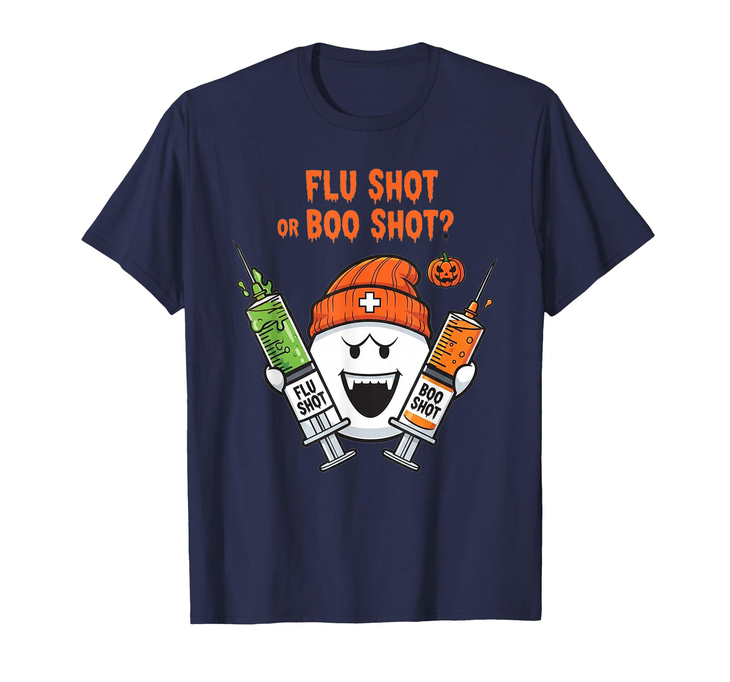 Flu Shot or Boo Shot Halloween Humor Ghost Nurse T-Shirt
