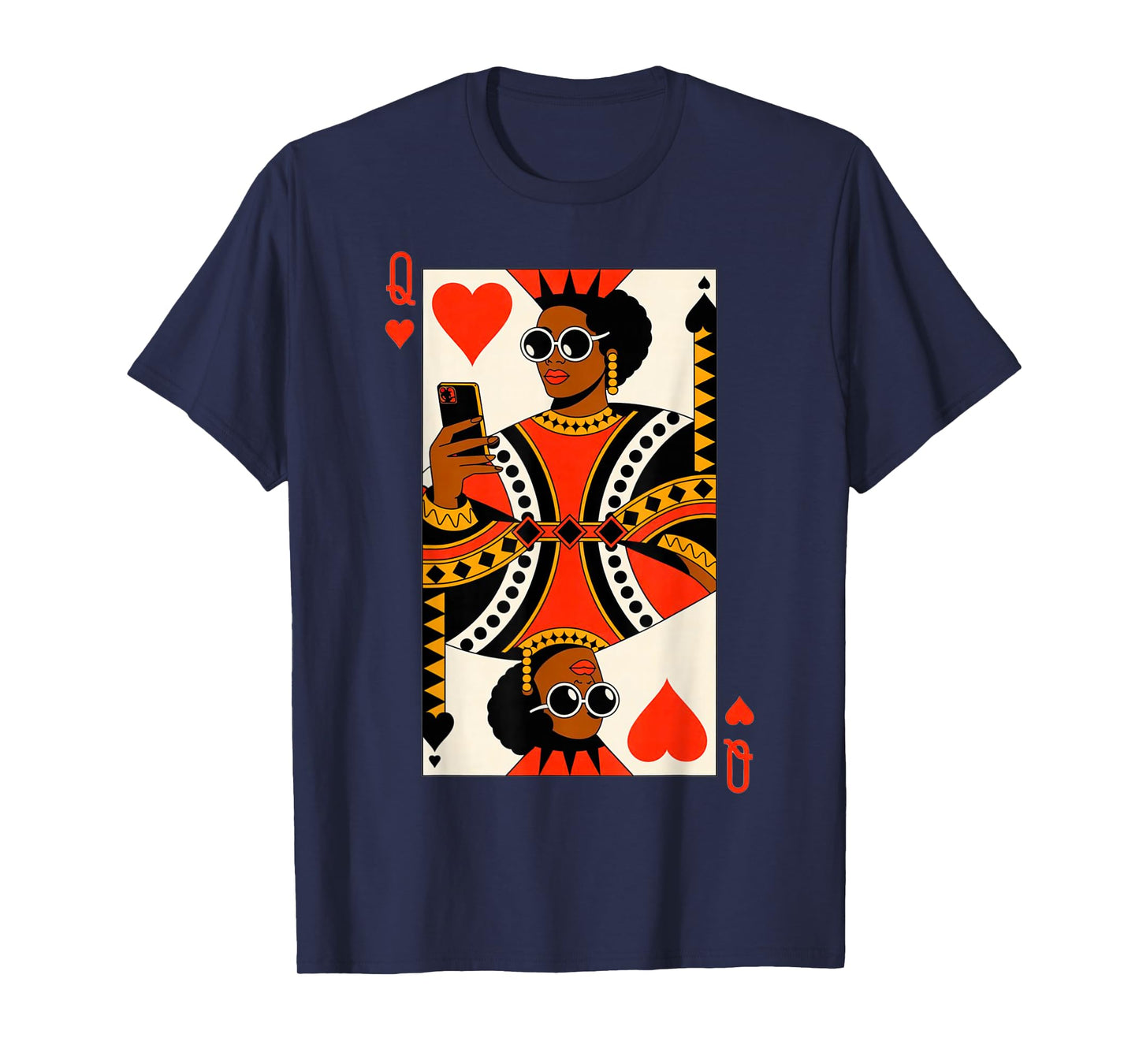 Queen of Hearts Card Black Woman Melanin Pride African Gifts T-Shirt