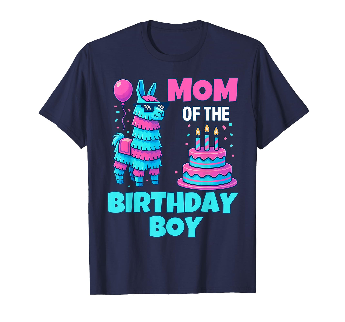 Mom of Birthday Boy Llama Pinata Party family mathing women T-Shirt