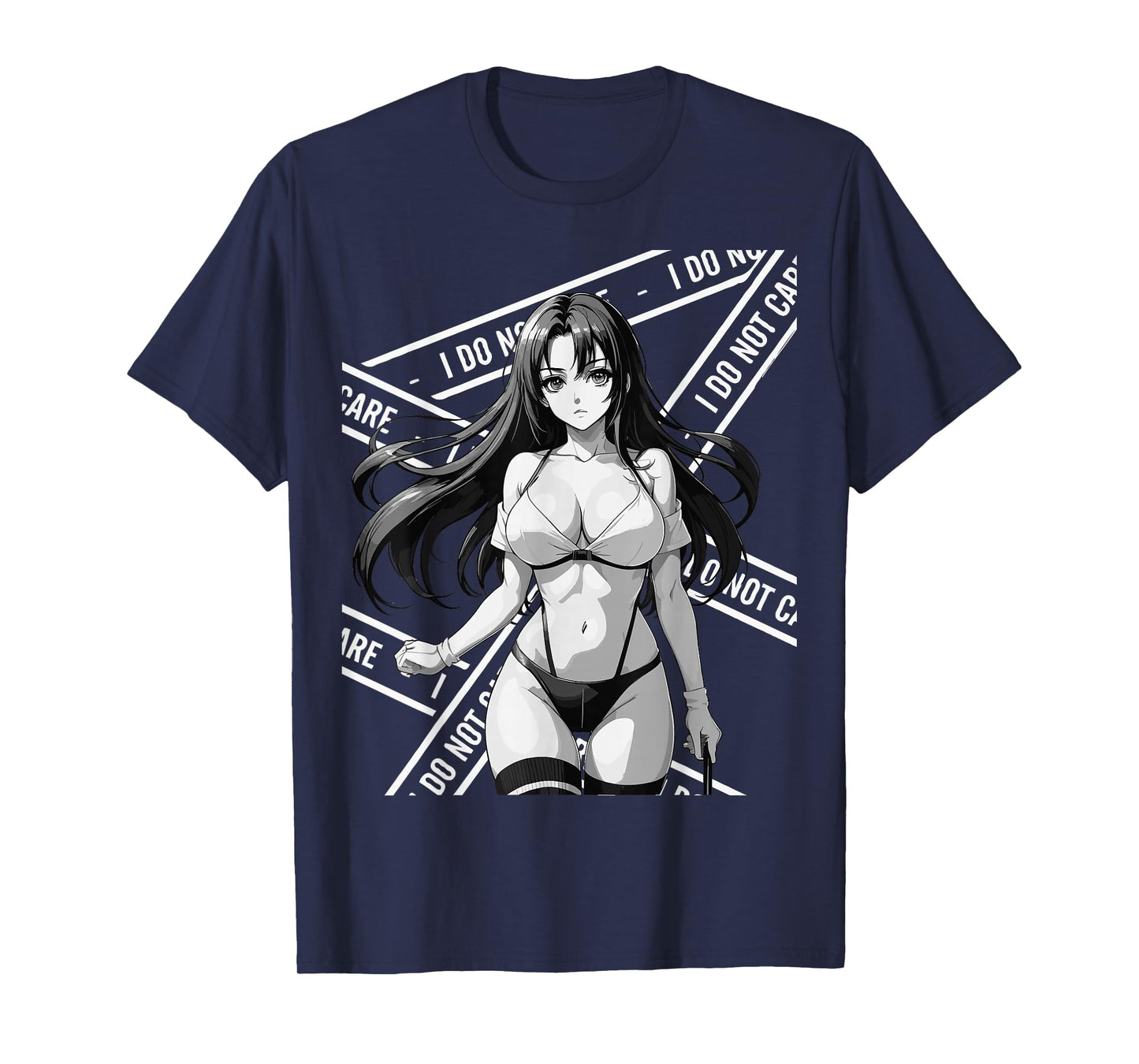 Sexy Waifu Otaku Anime Girl Japanese in Black and White Art T-Shirt